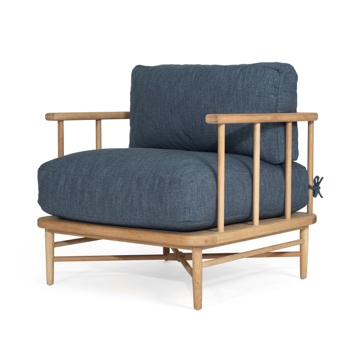 Ruby American Oak Armchair- Ink Blue Cushions - Notbrand