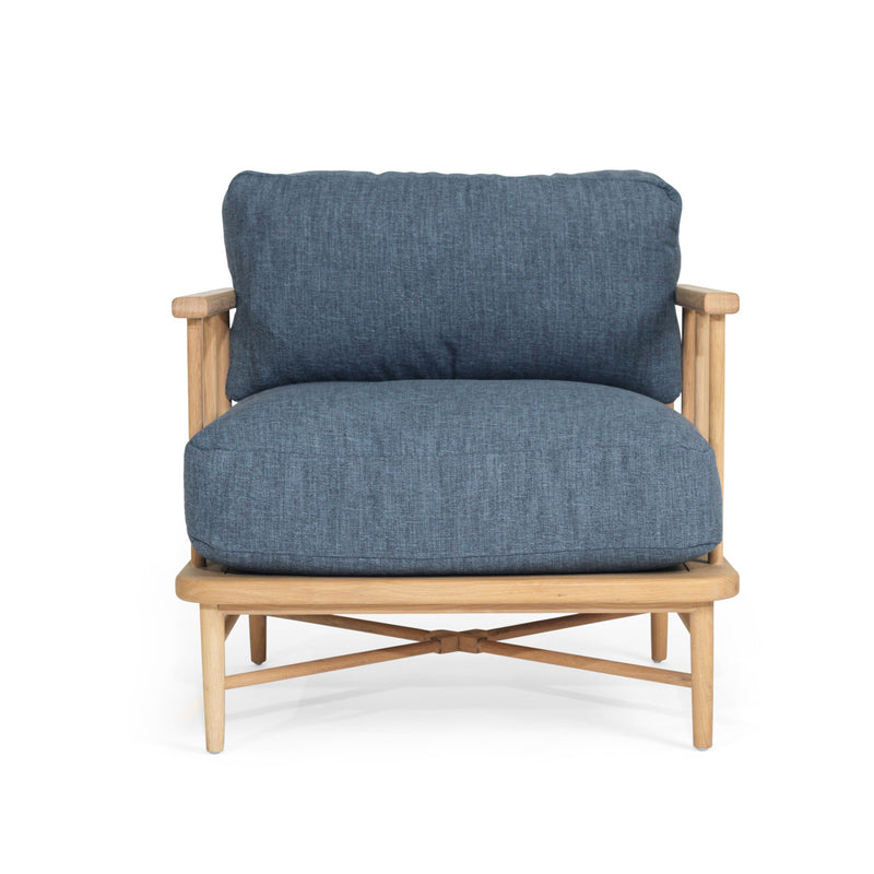 Ruby American Oak Armchair- Ink Blue Cushions - Notbrand