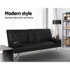 Artiss Futon Couch Sofa Bed 3 Seater with Leather Cup Holder - Black - Notbrand