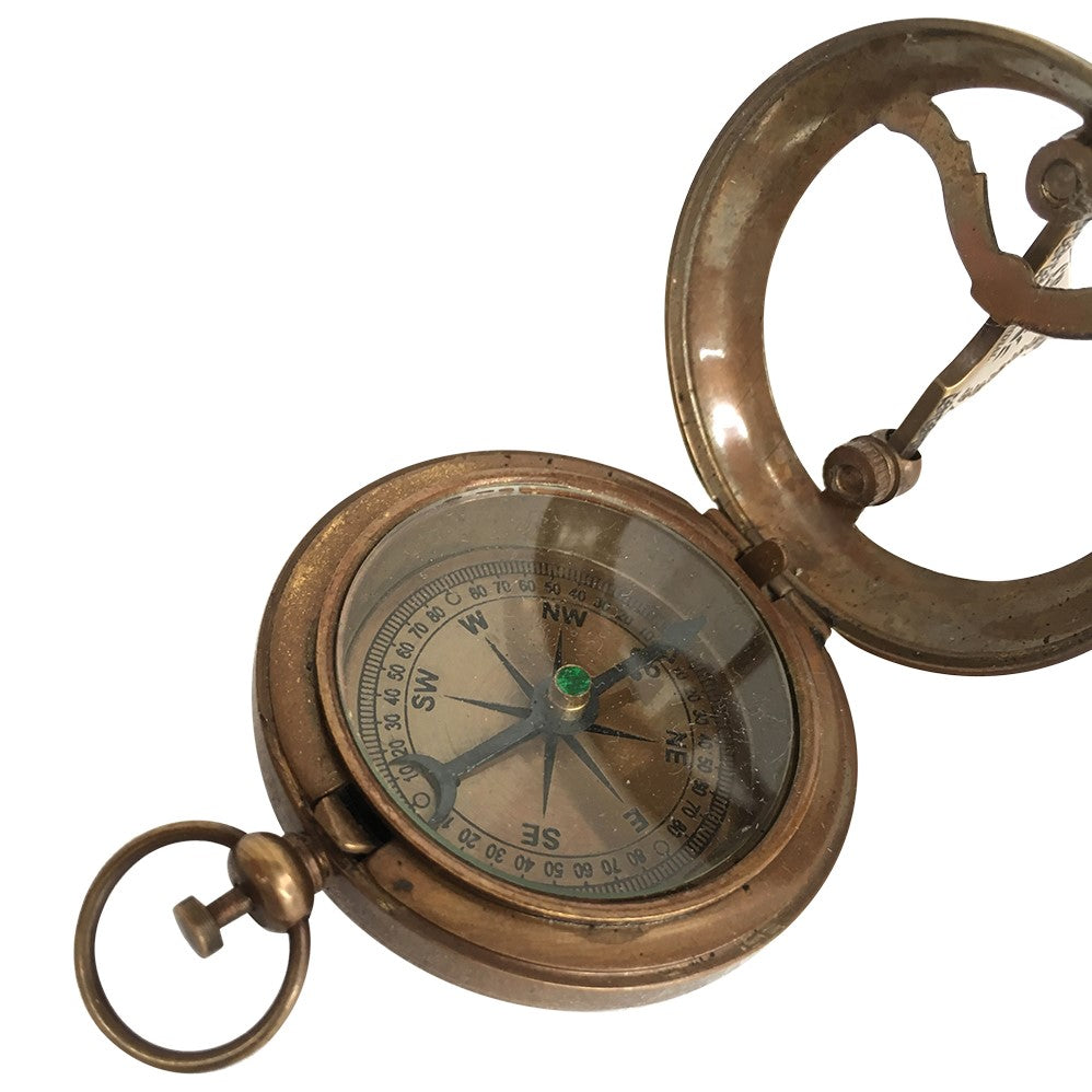 Antique Finish Pocket Sundial Compass - 45mm - Notbrand