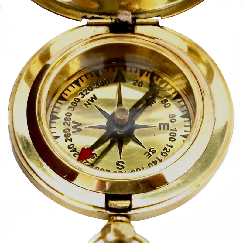 Polished Brass Pocket Sundial Compass - 45mm - Notbrand