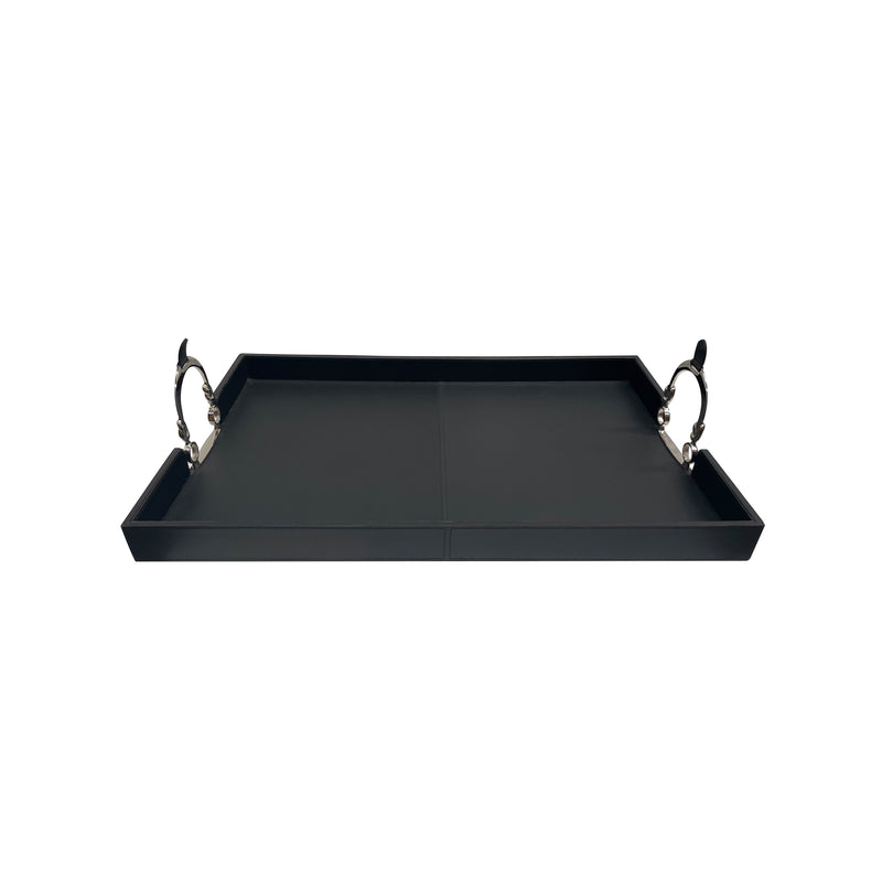Stefano Tray With Stirrups - Black Leather - Notbrand