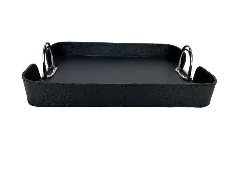 Gima Leather Tray With Stirrups - Black - Notbrand