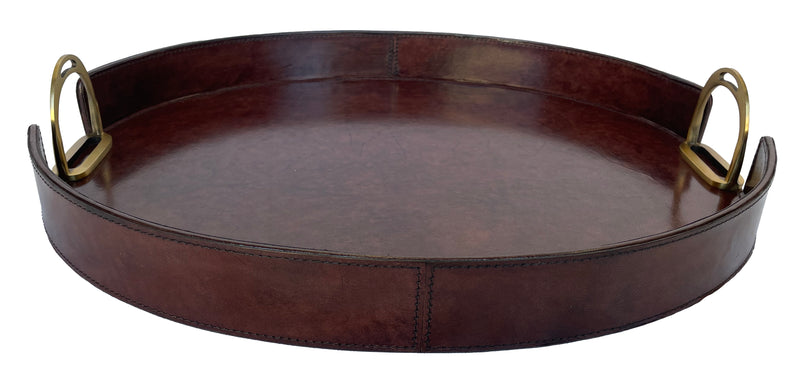 Jairo Round Tray With Stirrups - Dark Leather - Notbrand