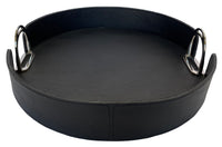 Sonoda Round Tray with Stirrups - Black Leather - Notbrand