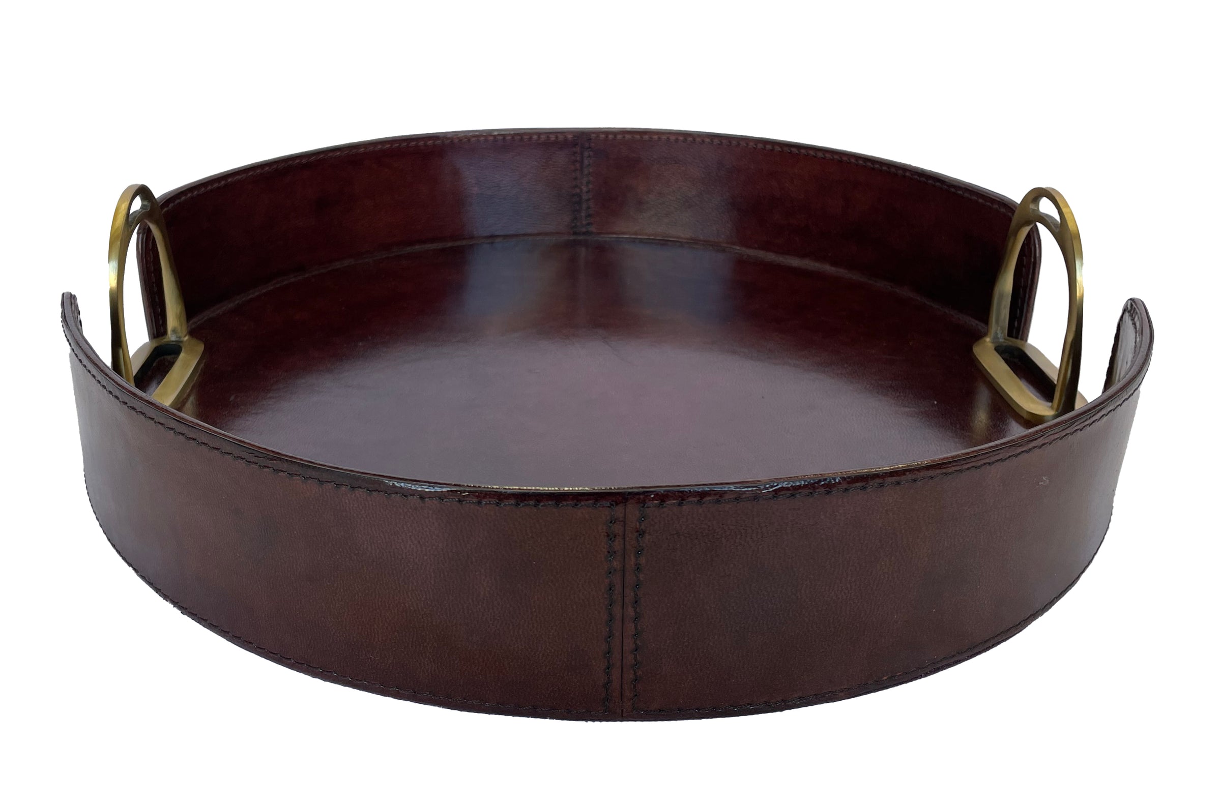 Sonoda Round Tray with Stirrups - Dark Leather - Notbrand