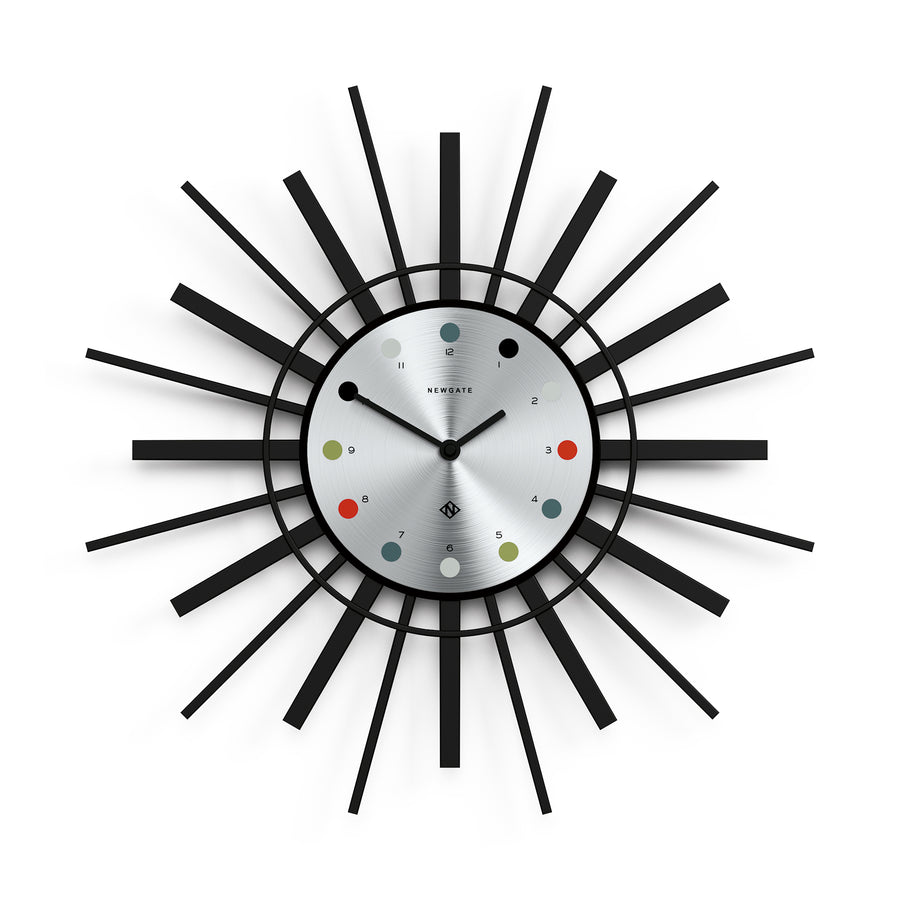 Newgate Stingray Wall Clock - Black Silver Dial - Notbrand