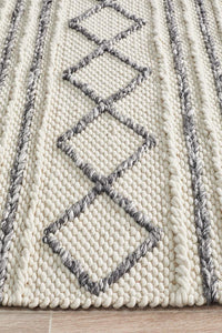 Studio Milly Textured Woollen Rug White Grey - Notbrand