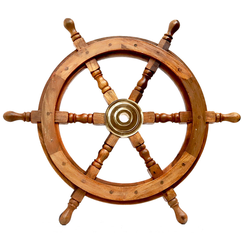 Natural Wood Ship Wheel - 450mm - Notbrand