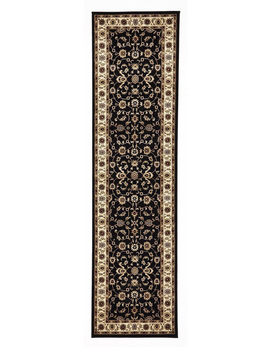 Sydney Collection Classic Rug Black with Ivory Border - Notbrand