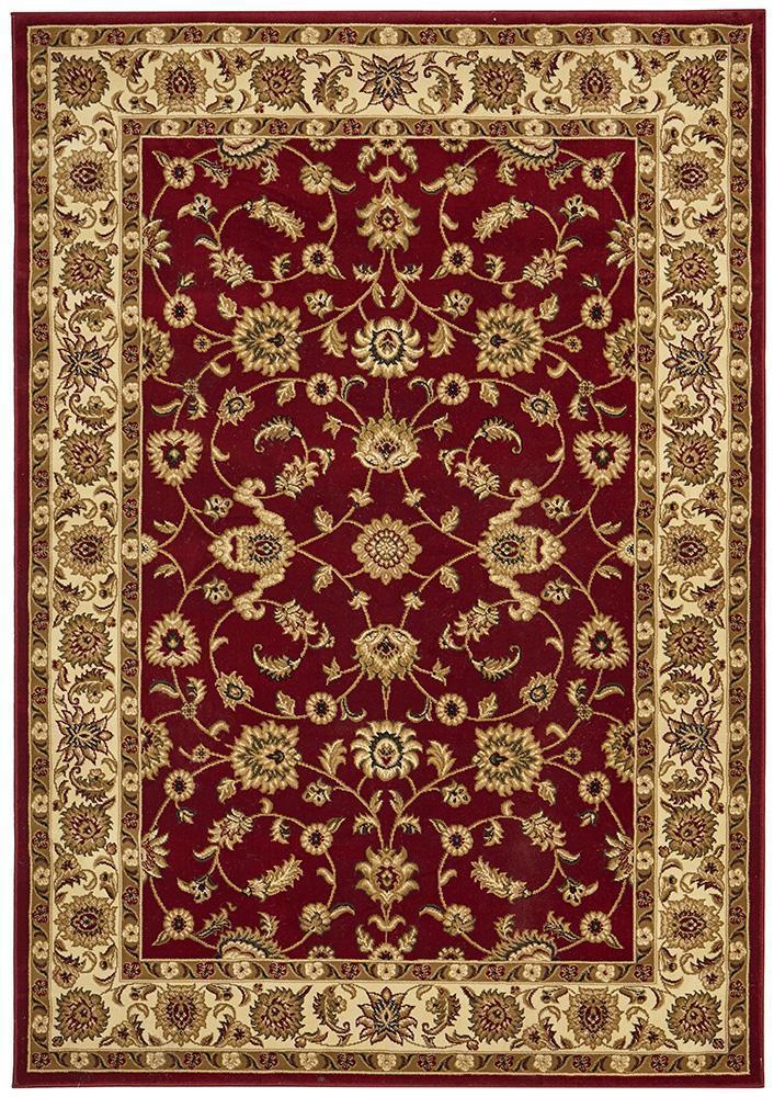 Sydney Collection Classic Rug Red with Ivory Border - Notbrand