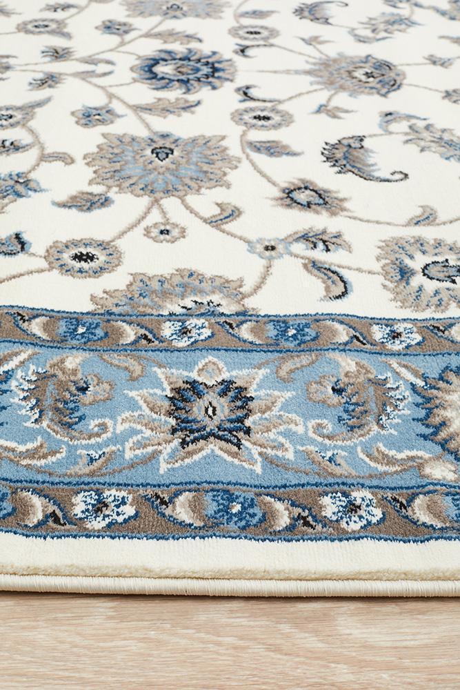 Sydney Collection Classic Rug White with Blue Border - Notbrand