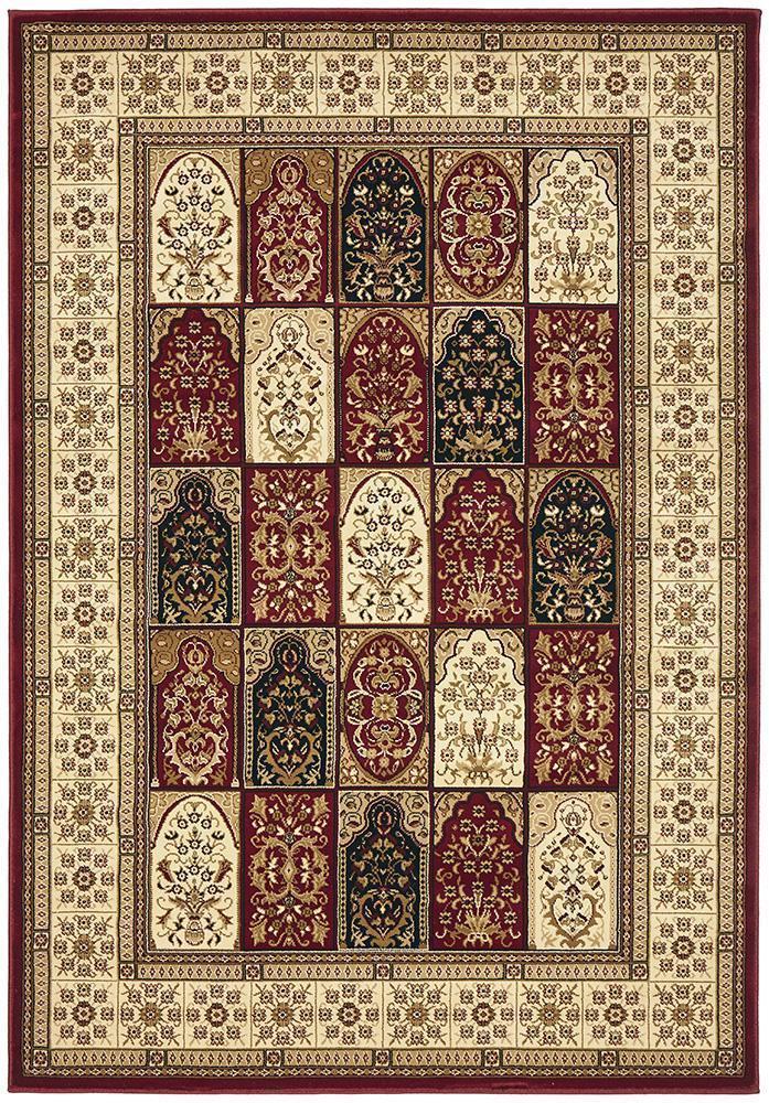 Sydney Collection Traditional Panel Pattern Rug Burgundy - Notbrand