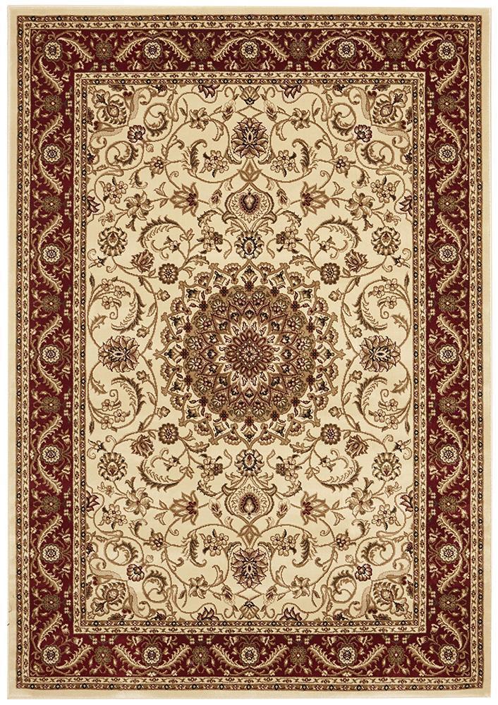 Sydney Collection Medallion Rug Ivory with Red Border - Notbrand
