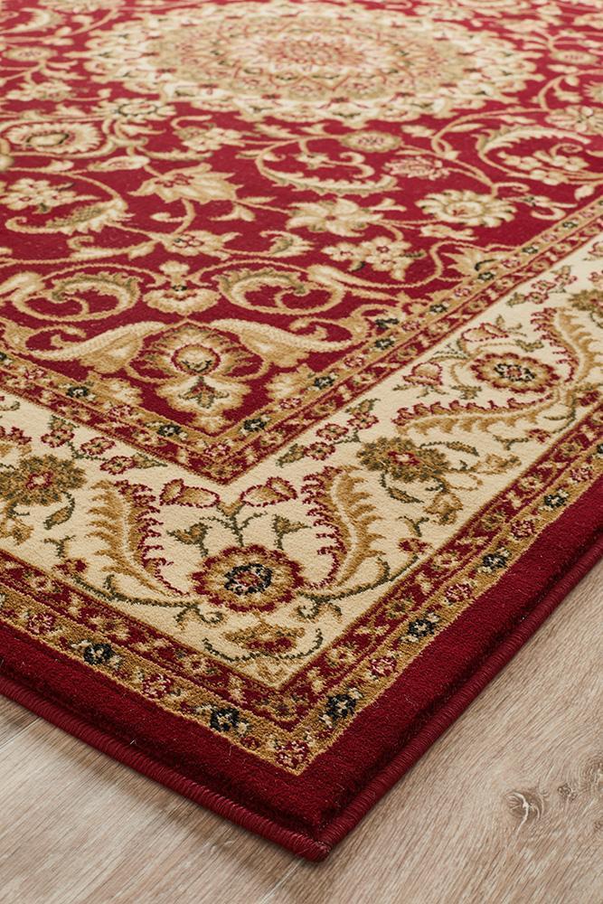 Sydney Collection Medallion Rug Red with Ivory Border - Notbrand