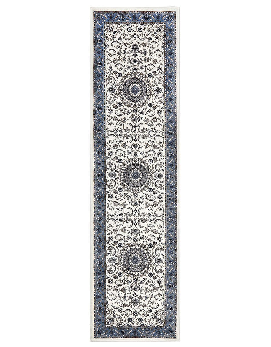 Sydney Collection Medallion Rug White with Blue Border - Notbrand