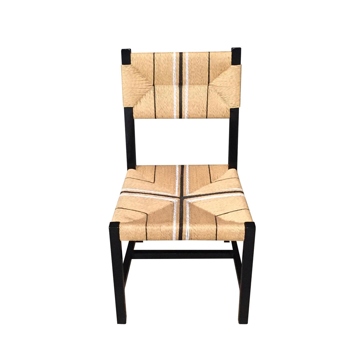 Samaira Solid Teak Woven Dining Chair – Black - Notbrand