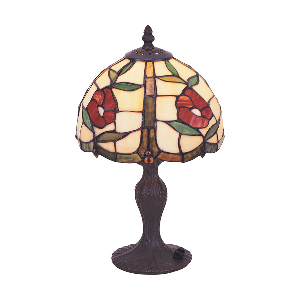 Saros Poppy Tiffany Style Table Lamp - Notbrand