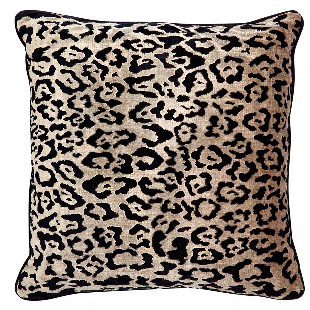 Serene Square Velvet Feather Cushion - Leopard Chenille - Notbrand