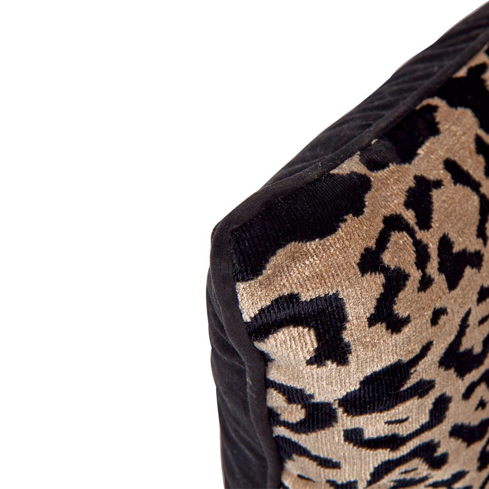 Serene Square Velvet Feather Cushion - Leopard Chenille - Notbrand
