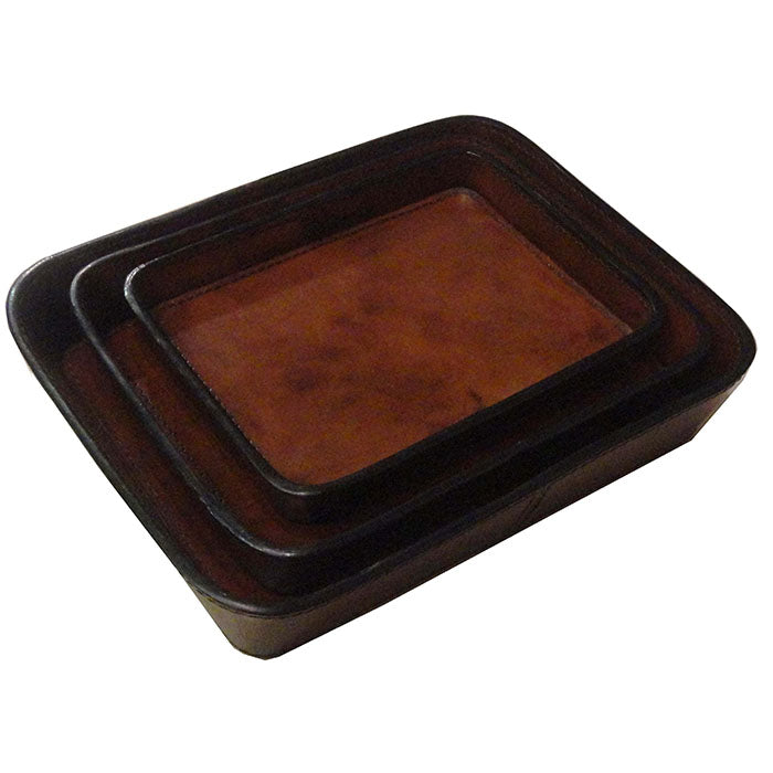 Asteria Set of 3 Tan Leather Trays - Notbrand