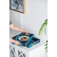 Set of 2 Abstract Decorative Trays - Blue - Notbrand