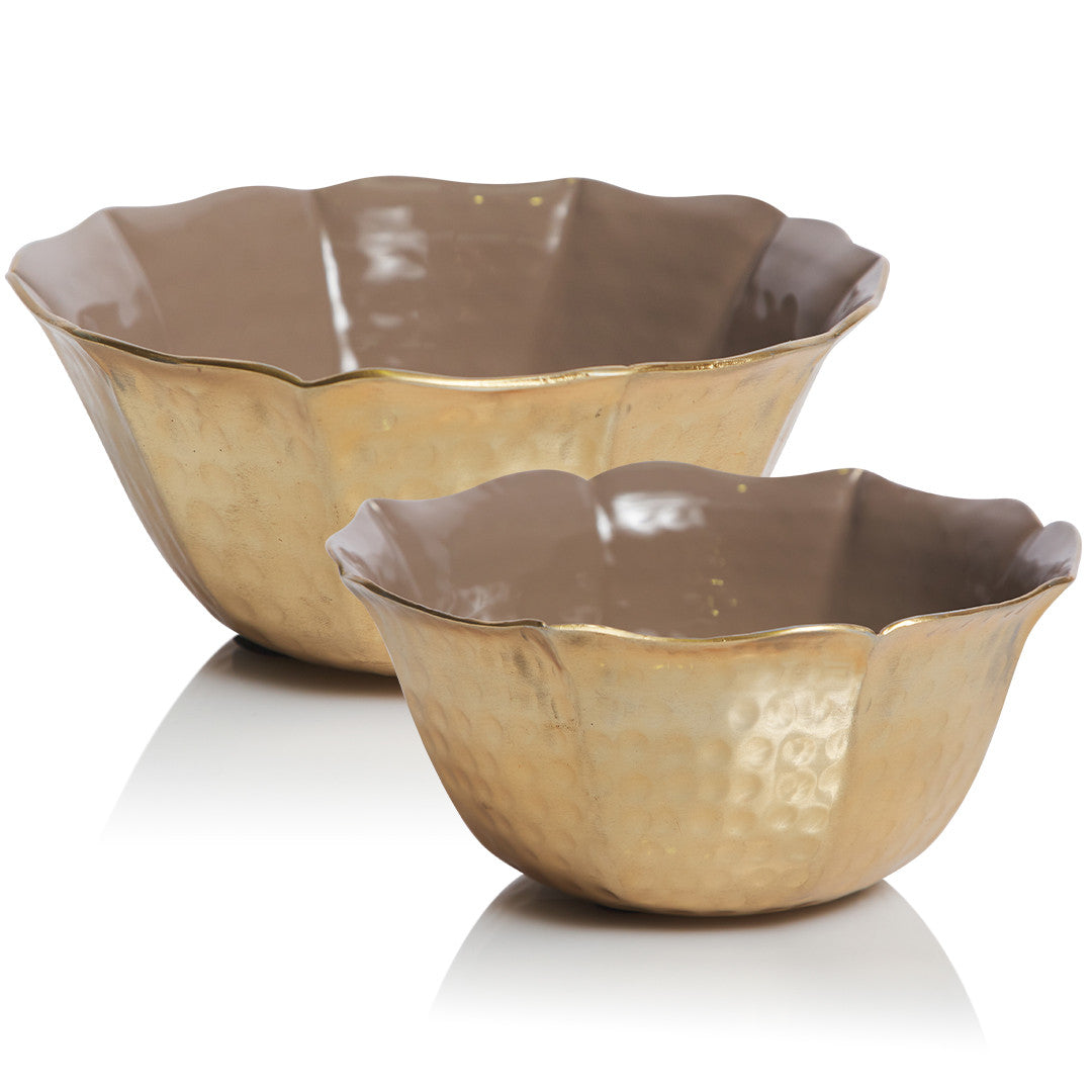 Set of 2 Bazaar Aluminum Lotus Bowl - Truffle - Notbrand