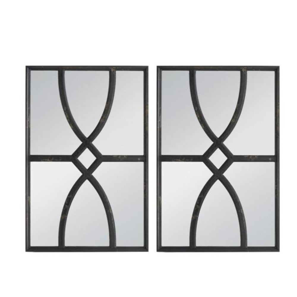 Set of 2 Black Carved Wall Mirrors - Notbrand