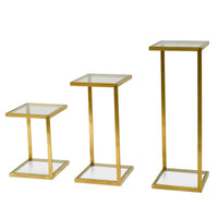 Set of 3 Glass Side Table - Gold Base - Notbrand