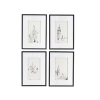 Set of 4 Steeple Buildings Framed Prints Wall Art - Notbrand