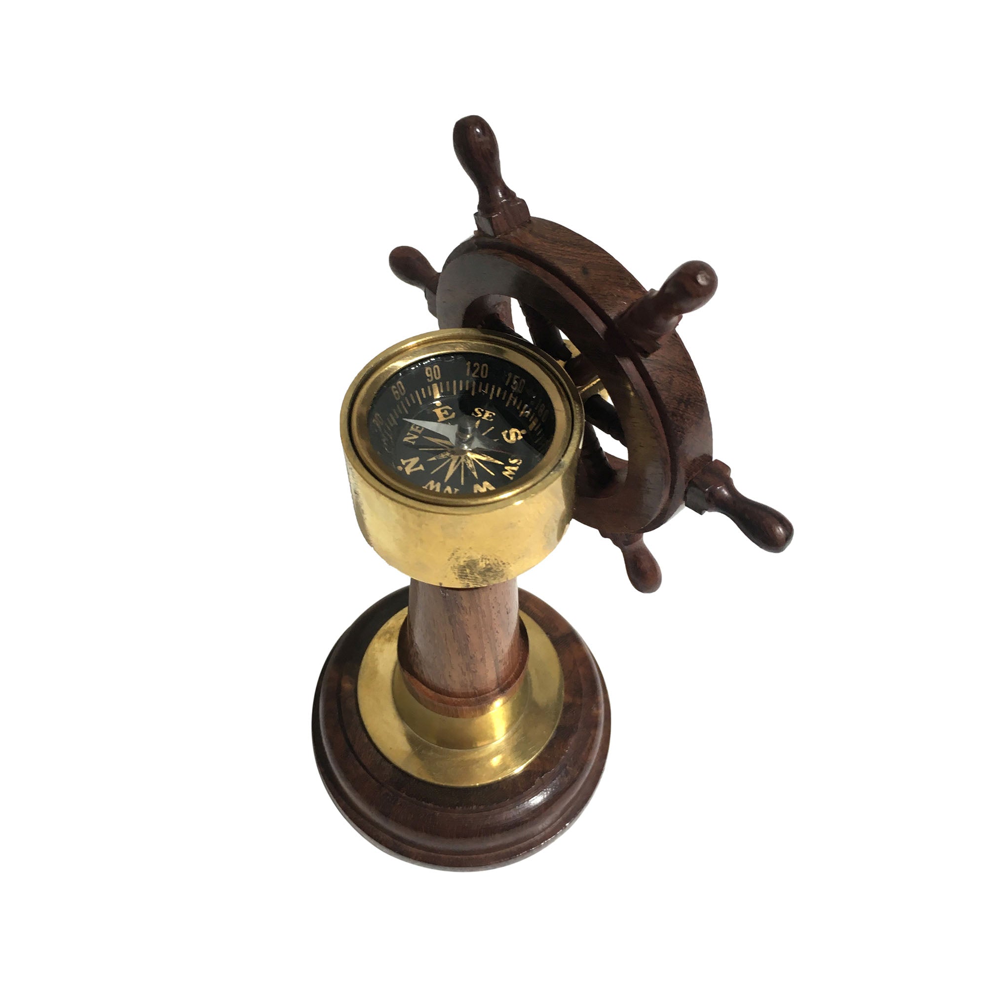 Rose Wood Ship Wheel & Compass - Notbrand