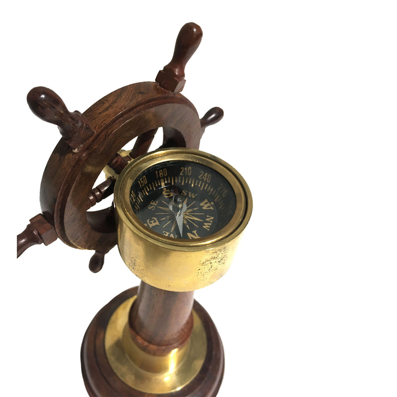 Rose Wood Ship Wheel & Compass - Notbrand