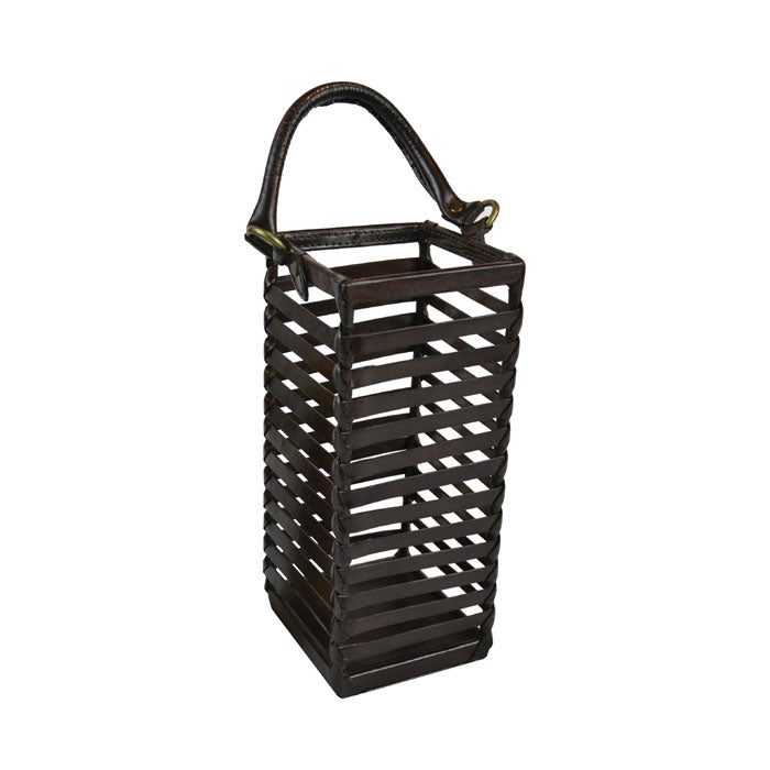 Caged Dark Leather Single Wine holder with Handle - Notbrand