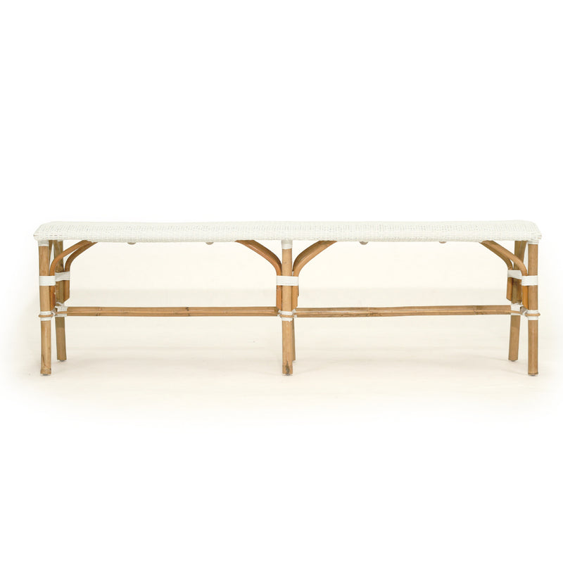Solace Rattan Backless Bench – White - Notbrand