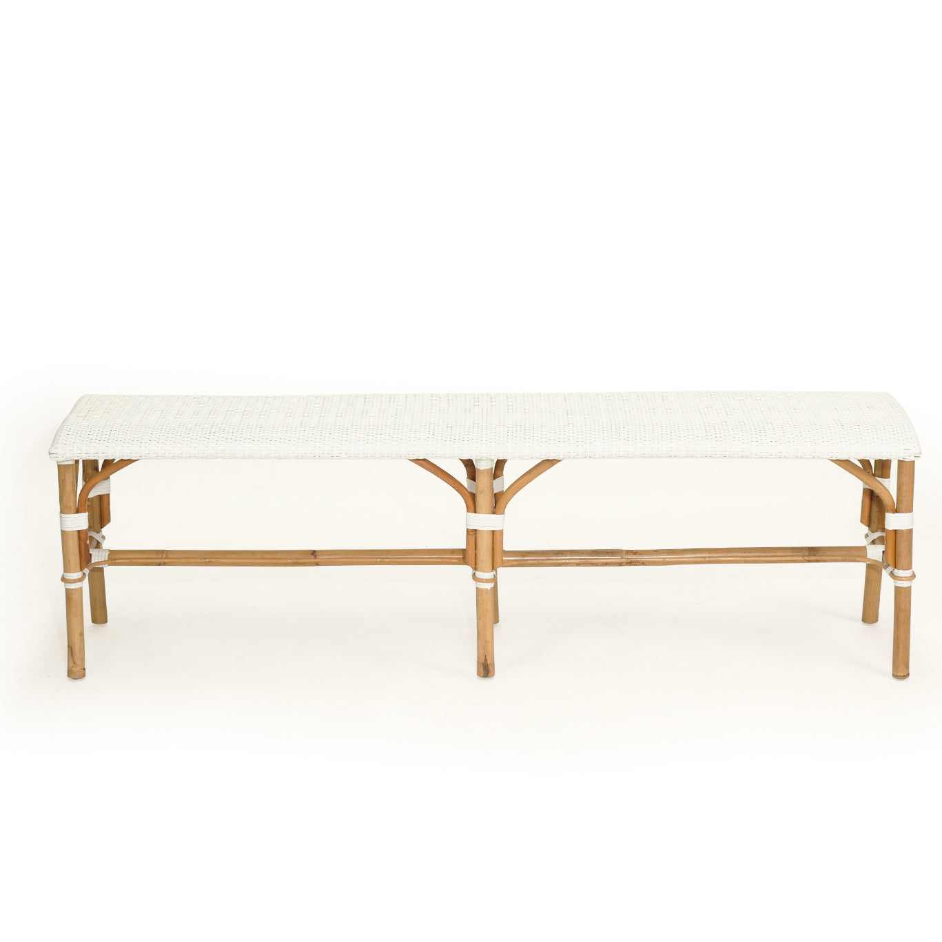 Solace Rattan Backless Bench – White - Notbrand