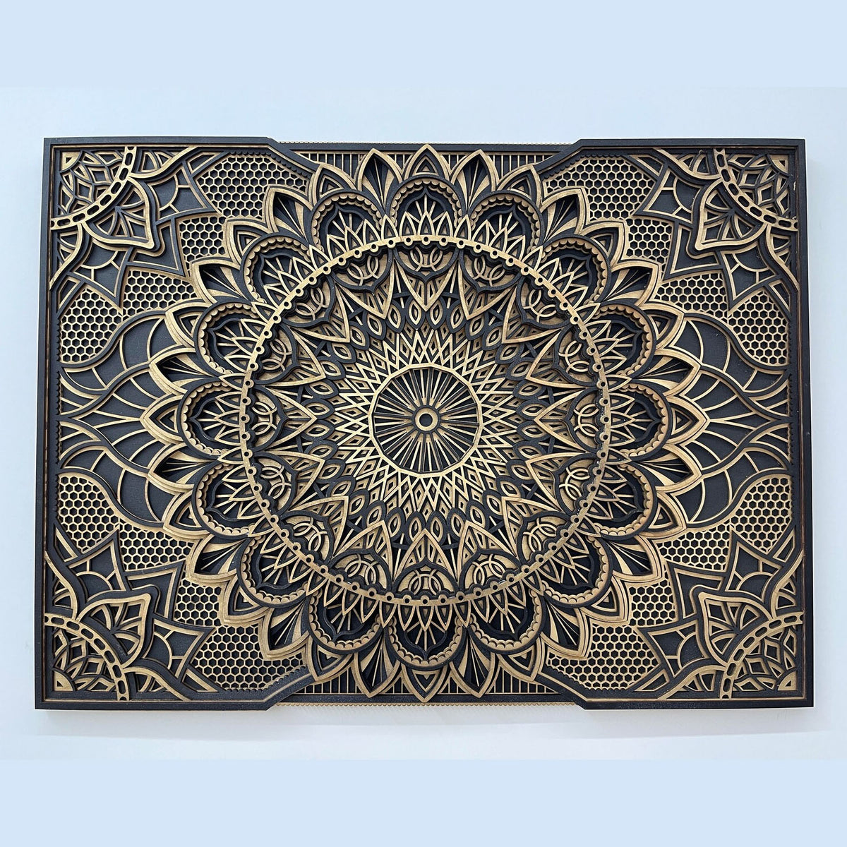 Sombre Handcrafted Wood Mandala Wall Art - Black/Gold - Notbrand