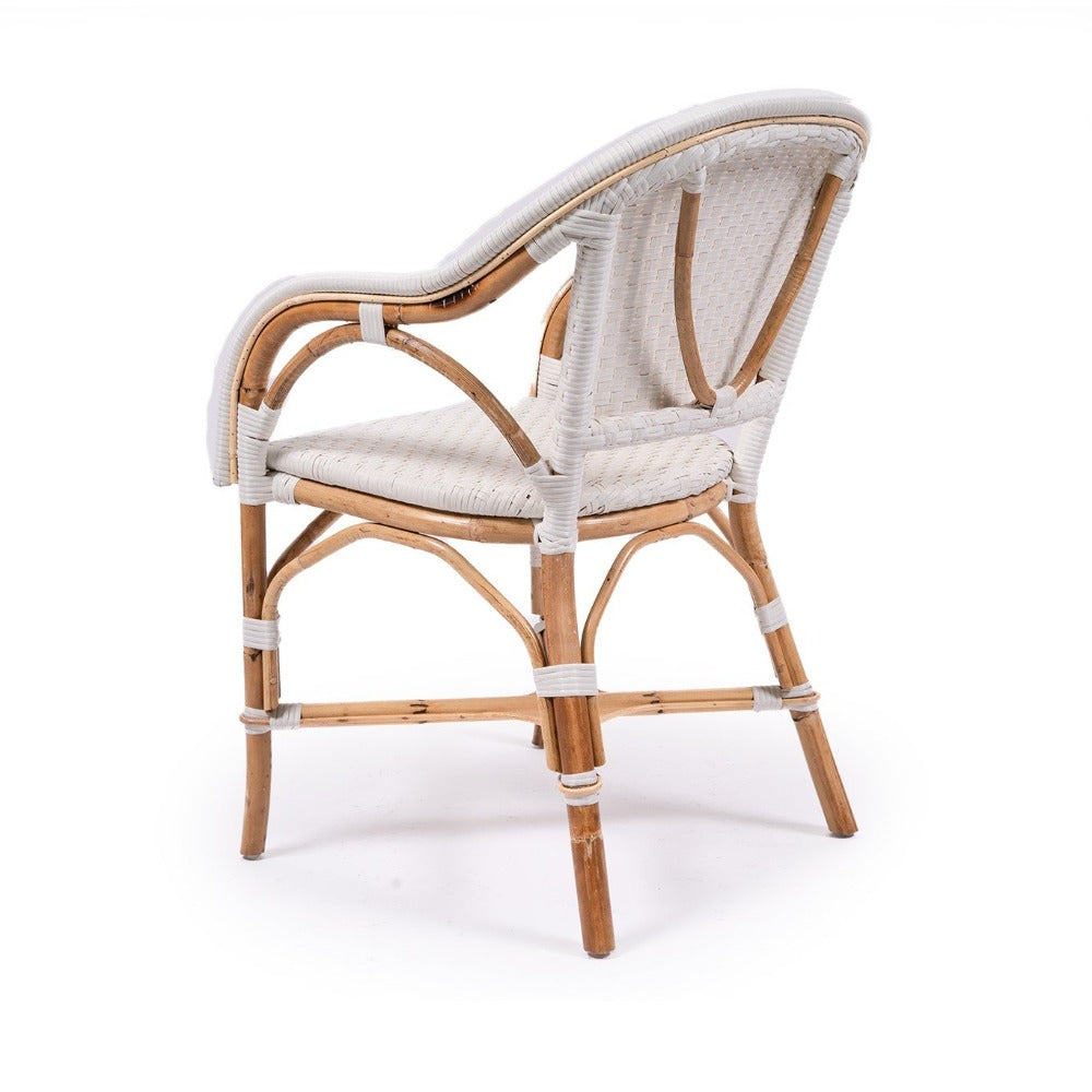 Solace Rattan Frame Arm Chair – White - NotBrand