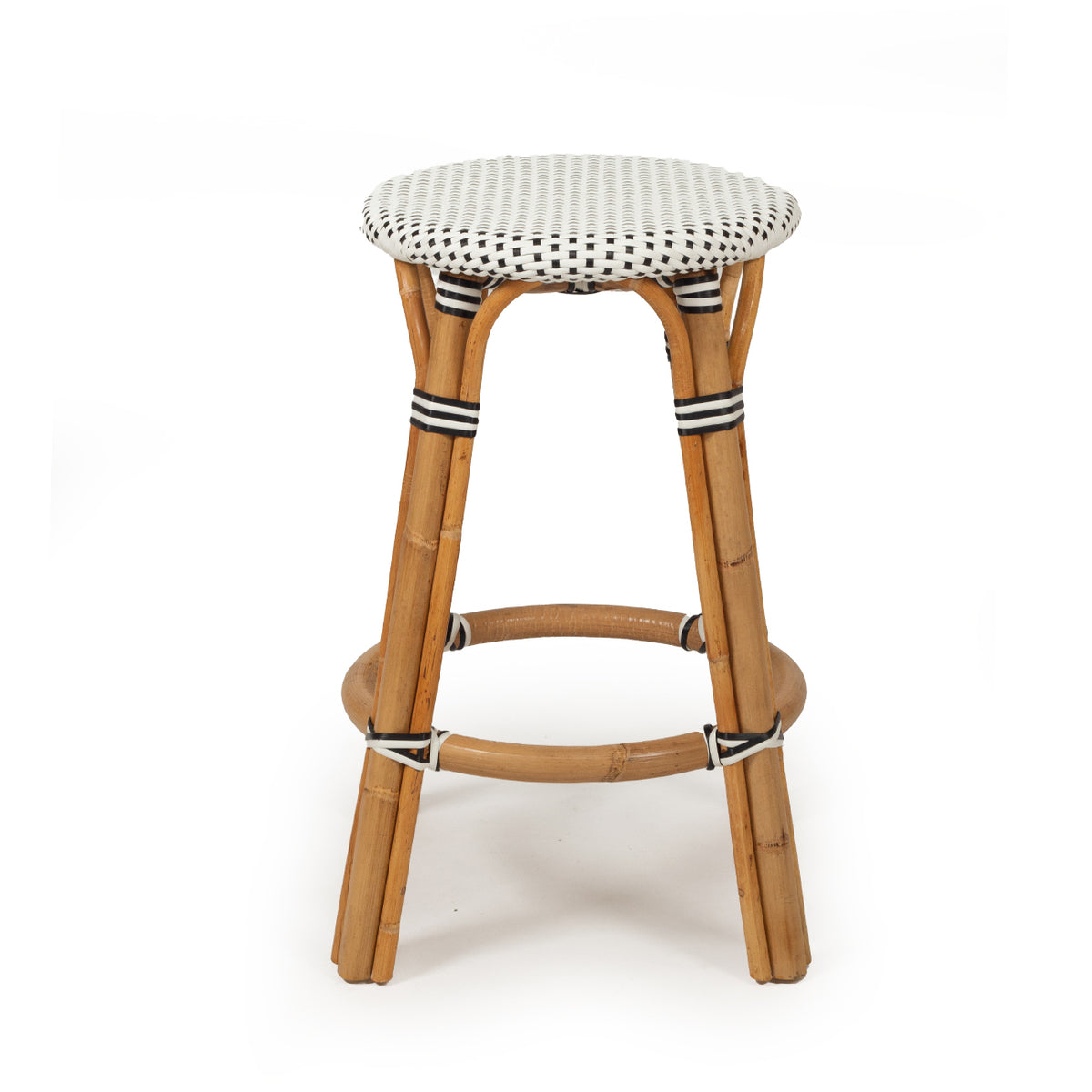 Solace Rattan Backless Counter Stool – Black - Notbrand