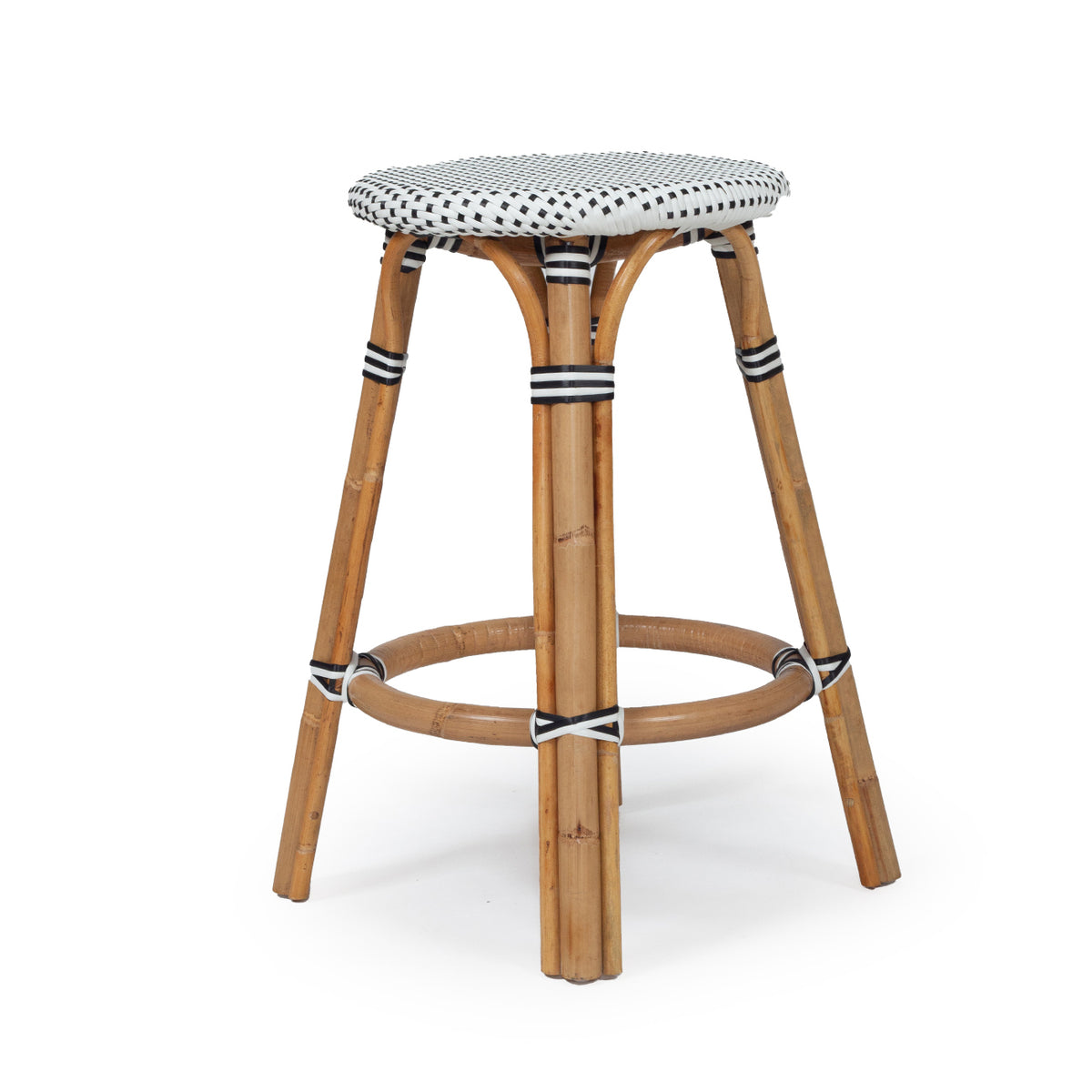 Solace Rattan Backless Counter Stool – Black - Notbrand