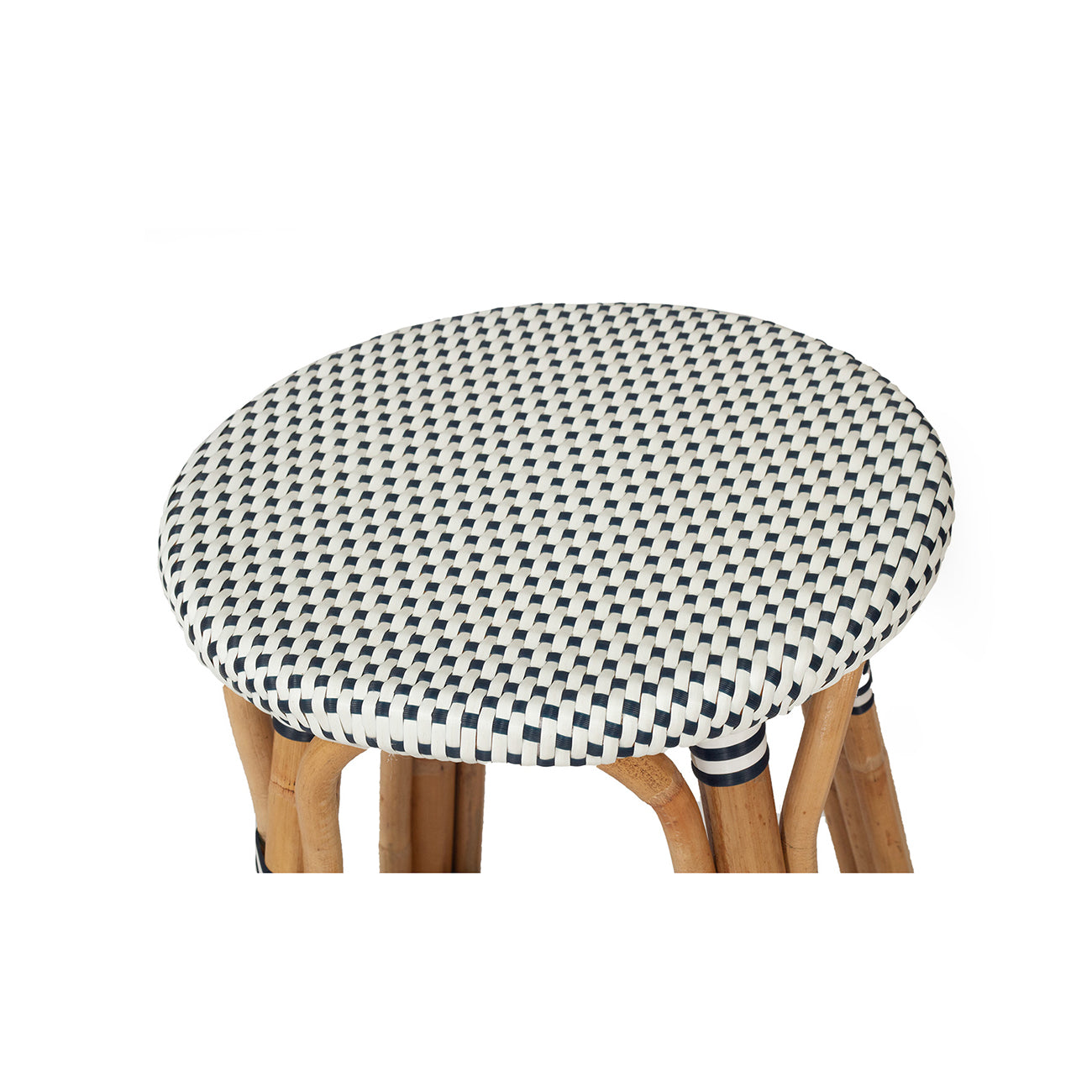 Solace Rattan Backless Counter Stool – Navy - Notbrand