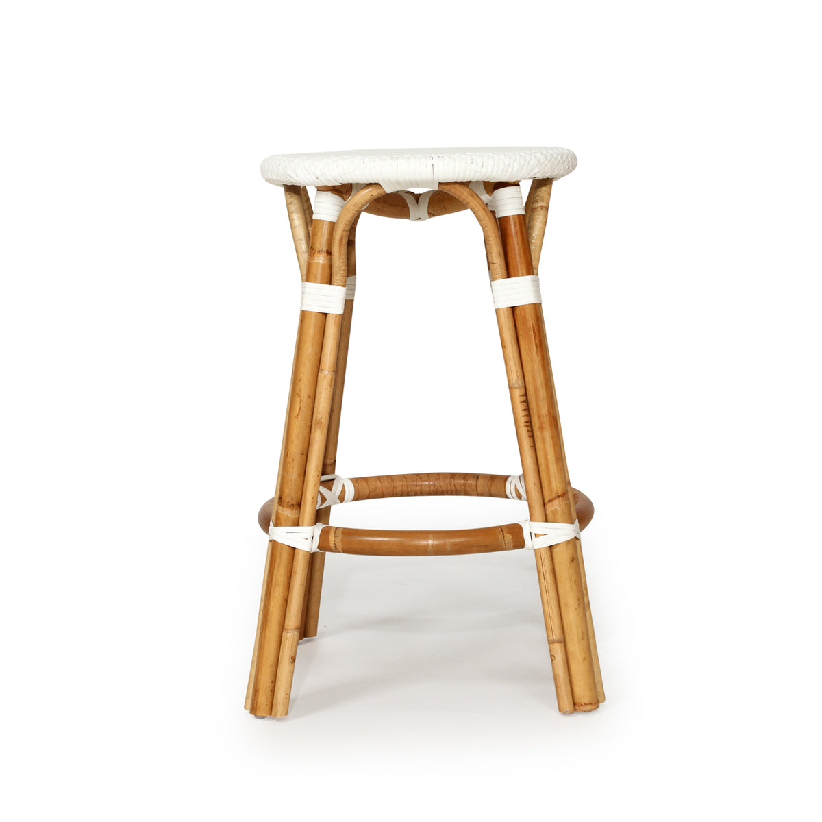 Solace Rattan Backless Counter Stool – White - Notbrand