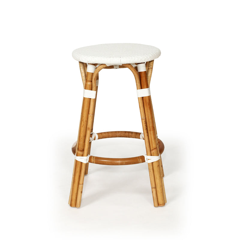 Solace Rattan Backless Counter Stool – White - Notbrand