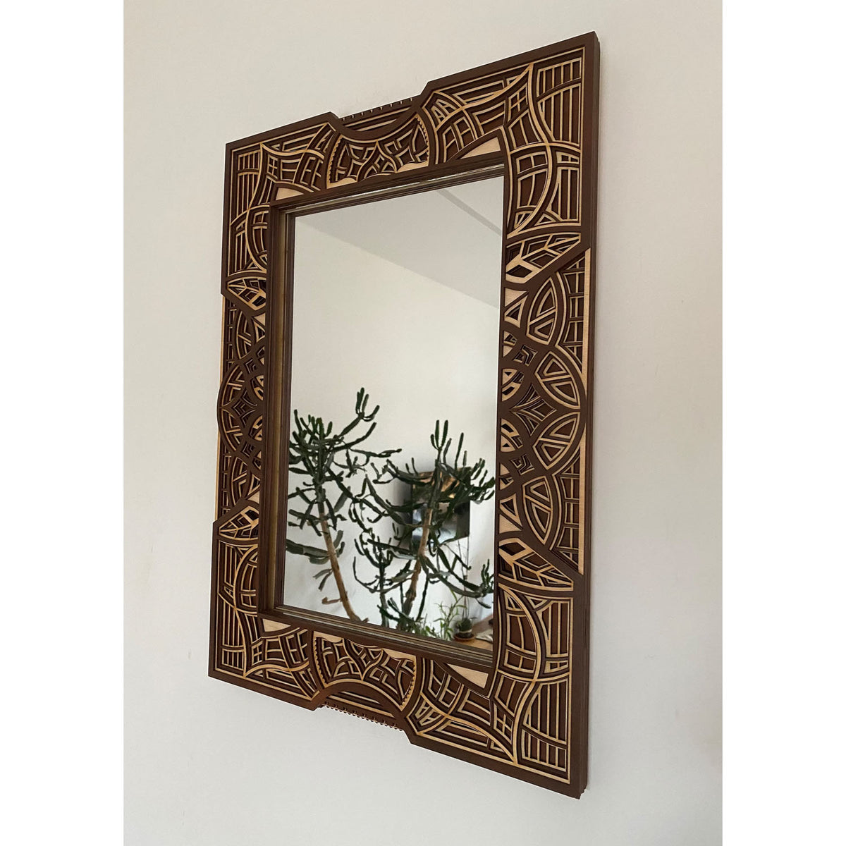 Stedhek Wooden Mandala Mirror - Brown/Natural - Notbrand