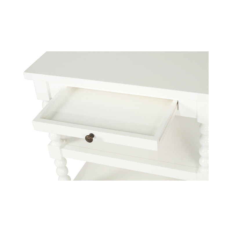 Keni Bobbin Frame Bedside Table – White - Notbrand