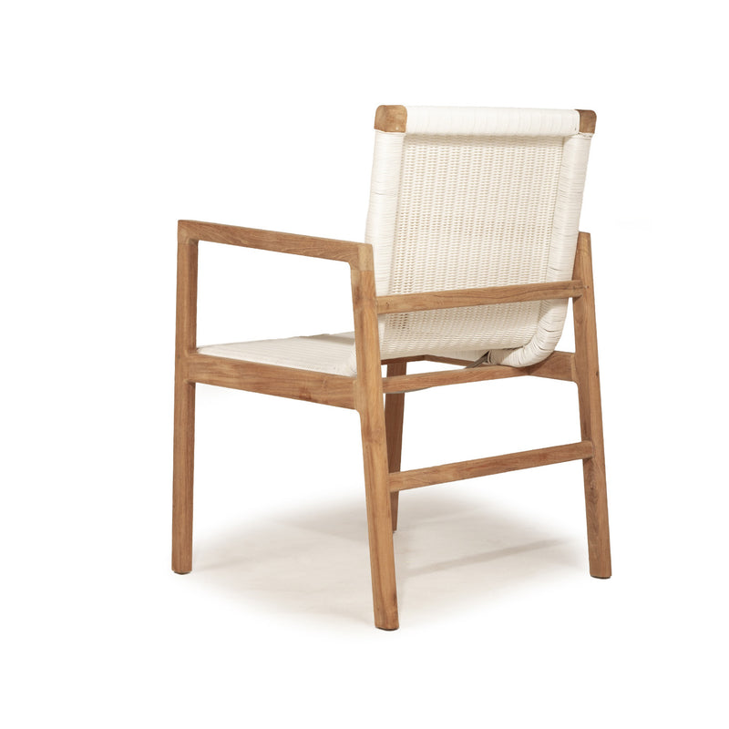 Suline Outdoor Solid Teak Chair - White - Notbrand