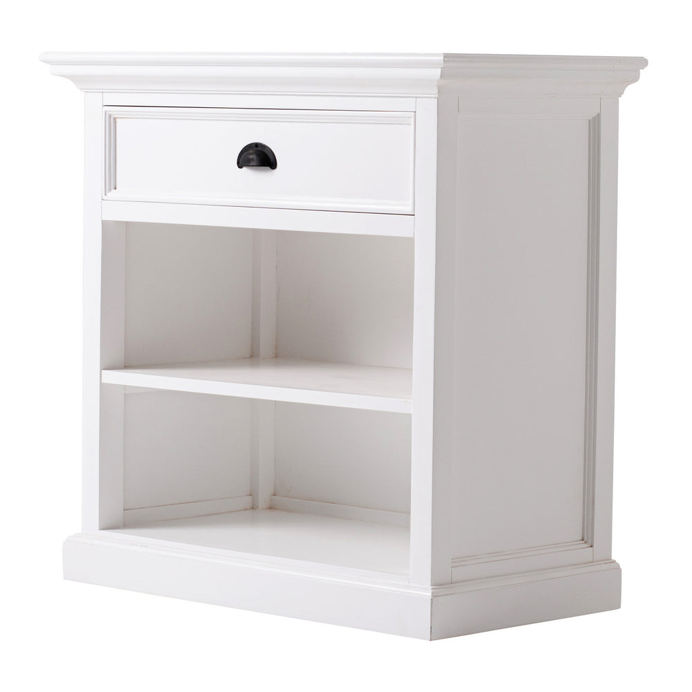 Halifax Grand Bedside Table with Shelves - Classic White - Notbrand