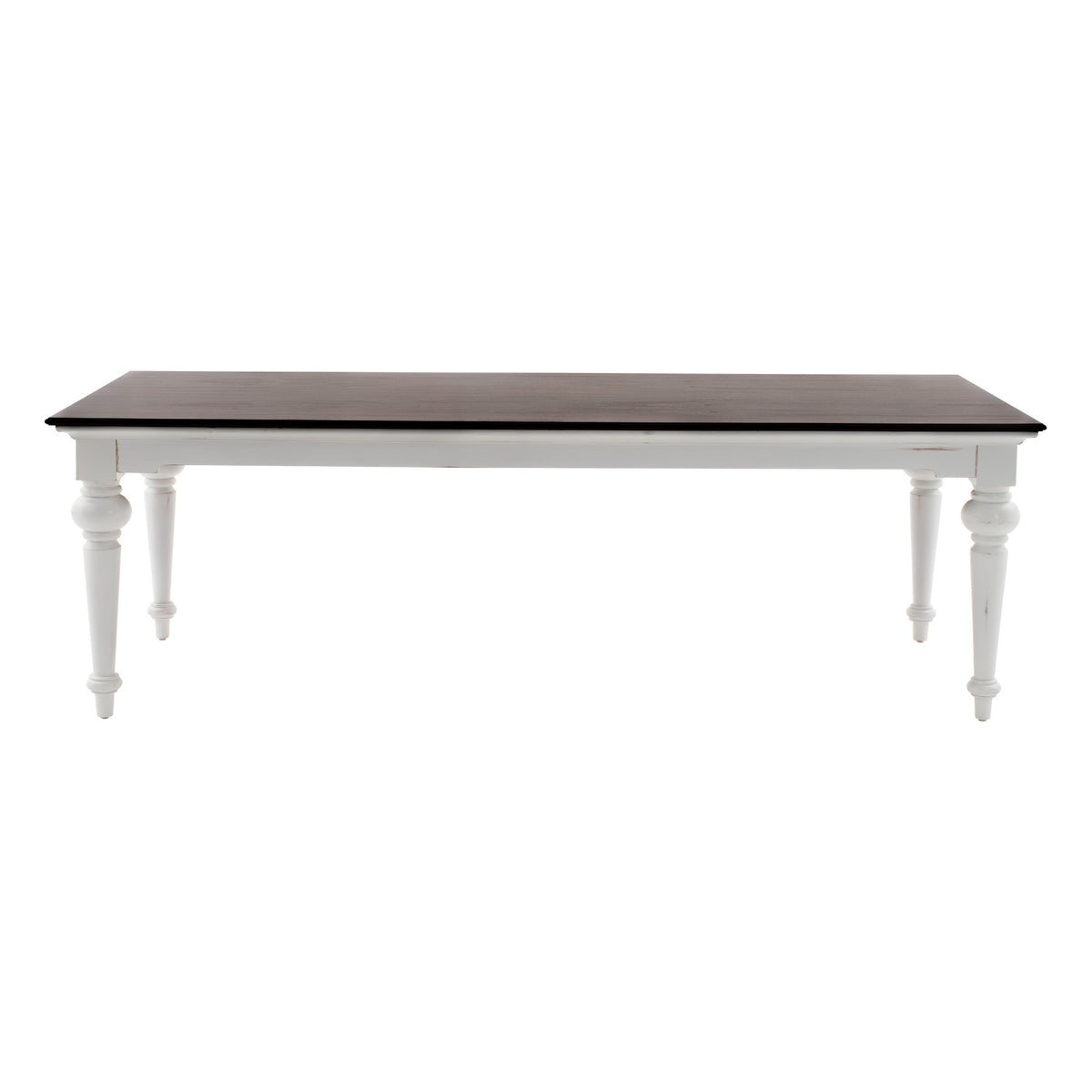 Provence Accent Timber Dining Table - White Distress & Deep Brown - Notbrand