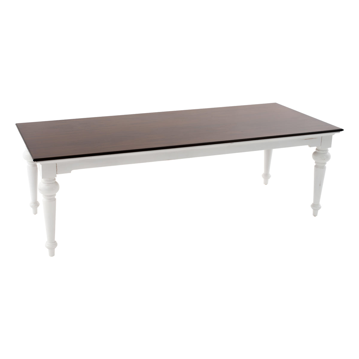 Provence Accent Timber Dining Table - White Distress & Deep Brown - Notbrand