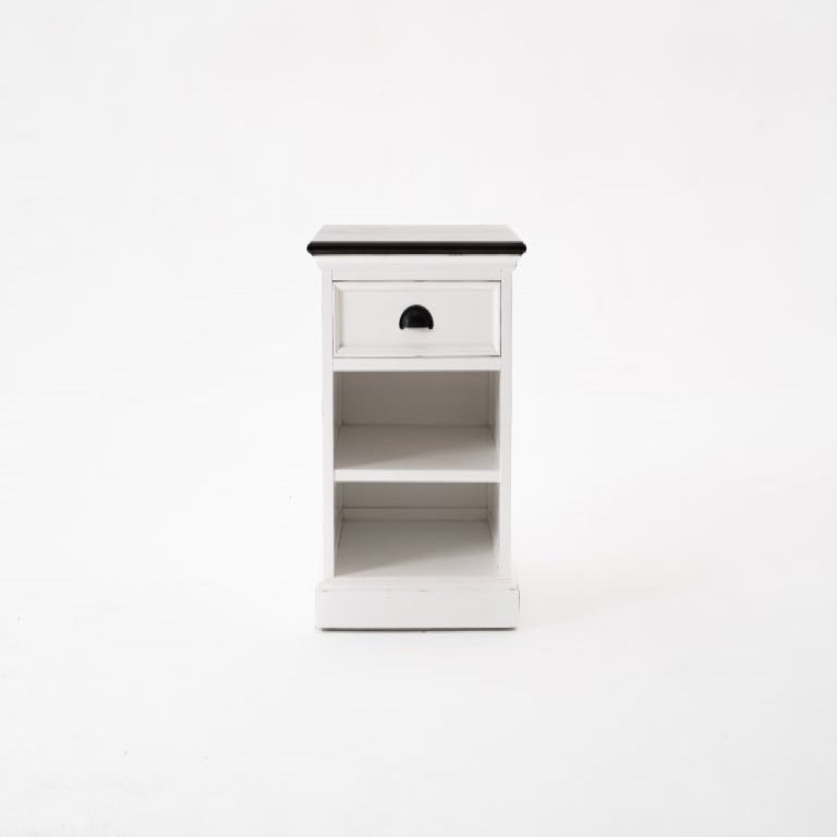 Halifax Accent Bedside Table with Shelves - White Distress & Deep Brown - Notbrand