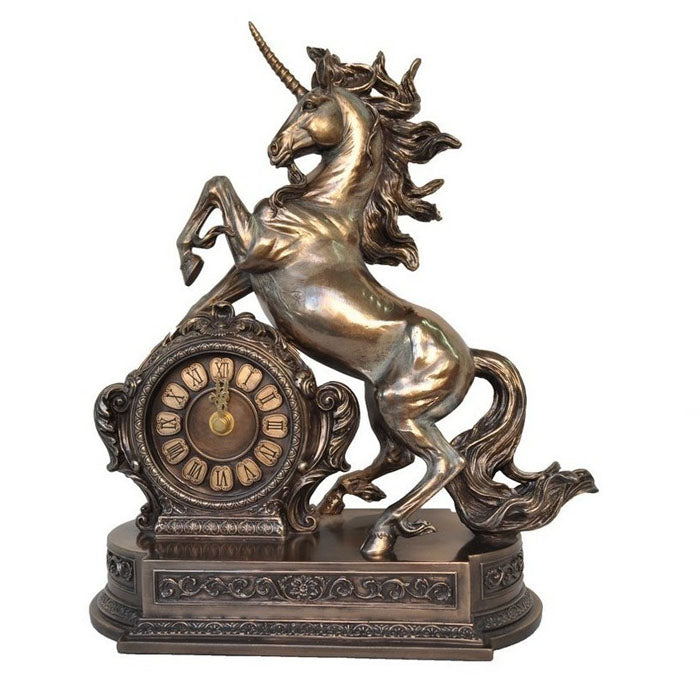 Table Clock - Unicorn Bronze Figurine - Notbrand